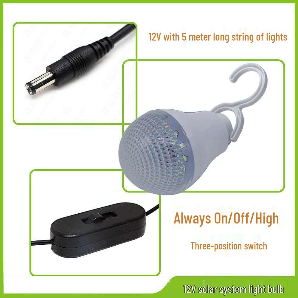 

5м Дріт для головки сонячної лампи з DC5.5*2.1 та двопозиційним перемикачем, лампочка