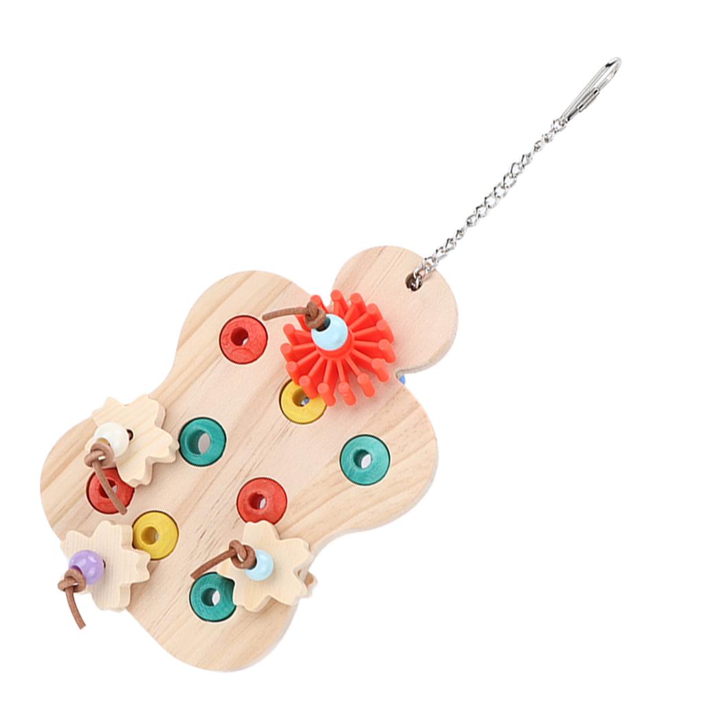 Bird Wooden Chewing Puzzle Toy Hanging Colorful Training Toys for Parrot Pigeon Sparrow