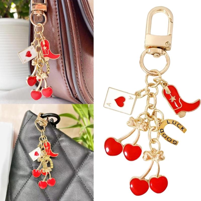 Unique Cherry Keychain Bag Charm Cherry Keychain Purse Charm Key Adornment For Adding Flair To Women's Handbags