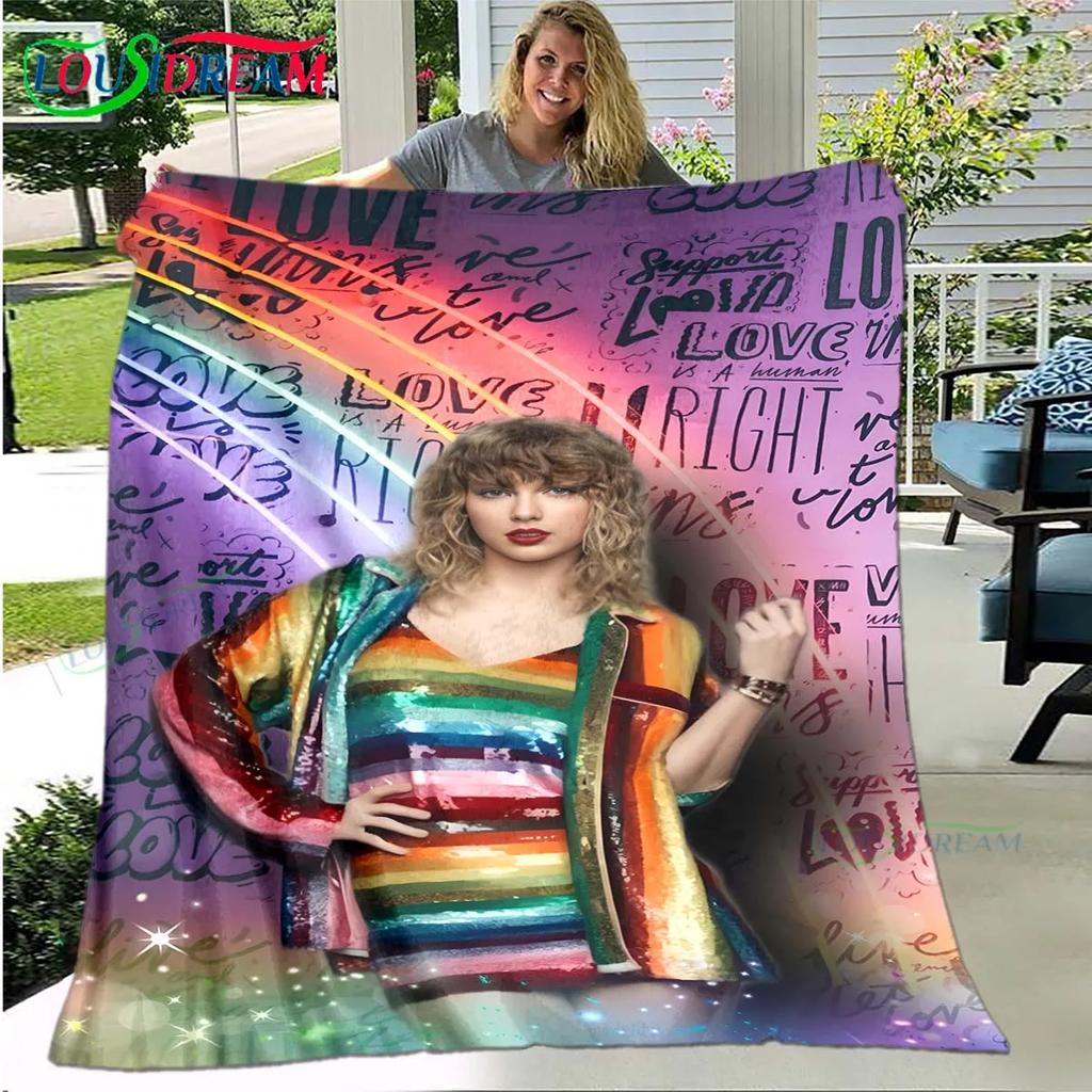 Hot Pop Female Diva Singer Pattern Blanket Flannel Thin Blanket Portable Home Travel Office Lunch Break Blanket Birthday Gift