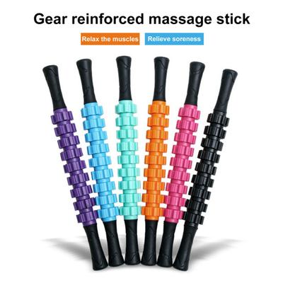 Gear Massage Roller Stick Deep Tissue Relaxation Fitness Muscle Sore Relief Physical Therapy Fascia Roller Massager Shaft Plastic Rolling Pin