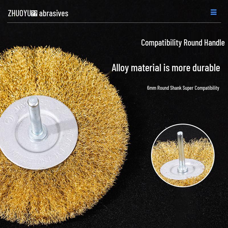 Stainless Steel Wire Brush for Rust Removal, Grinding, and Polishing – T-Type with 6mm Handle for Metal, Wood, and Root Carving Applications.