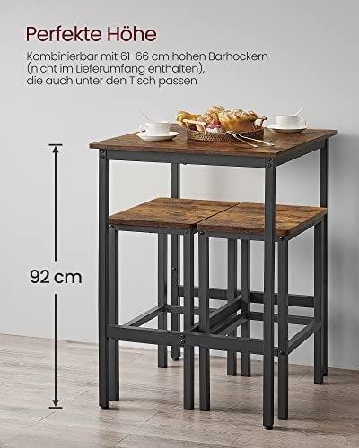 Breakfast Bar, Tall Square Bar Table, Durable Steel Frame, 60 X 60 X 90 Cm, Easy Assembly, For Kitchen Living Room, Dining Room