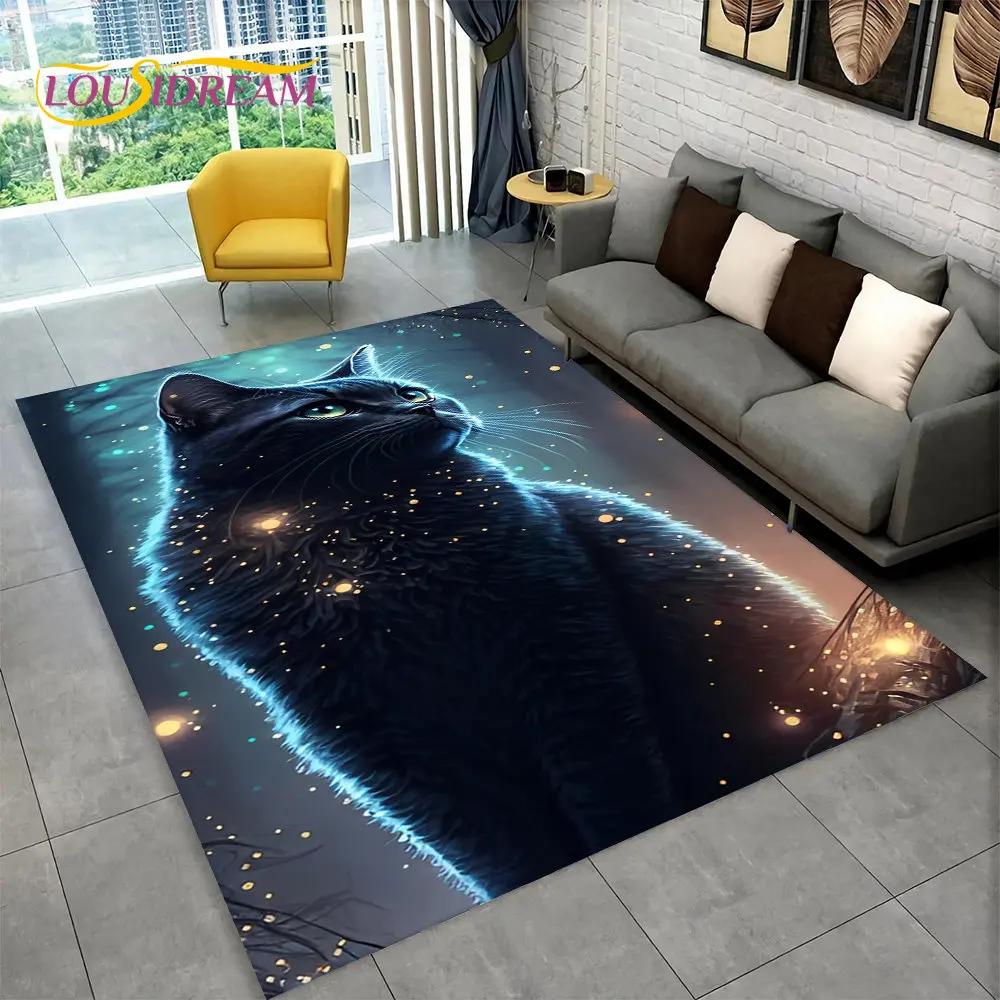 3D Cute Cat Cartoon Area Rug,Carpet Rug for Home Living Room Bedroom Sofa Kitchen Doormat Decoration,Kid Play Non-slip Floor Mat