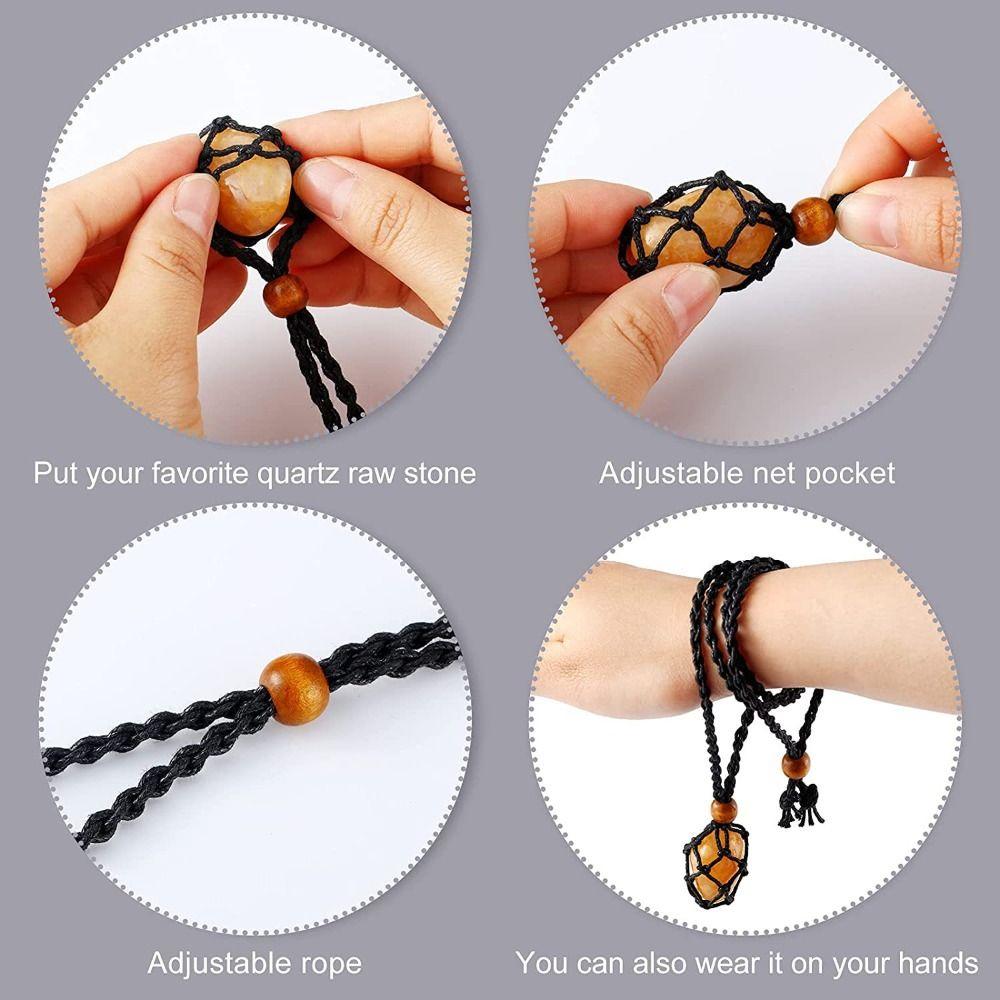 Braided Crystal Necklace Holder DIY Braided Necklace Cord Net Bag Pendant Necklace Cord  Bracelet
