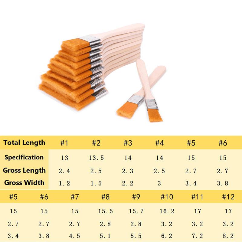 5/10/12pcs/Set Memory Nylon Paint Brushes for Acrylic/Oil/Watercolor Drawing Wooden Synthetic Bristles Easy To Clean BBQ Brush