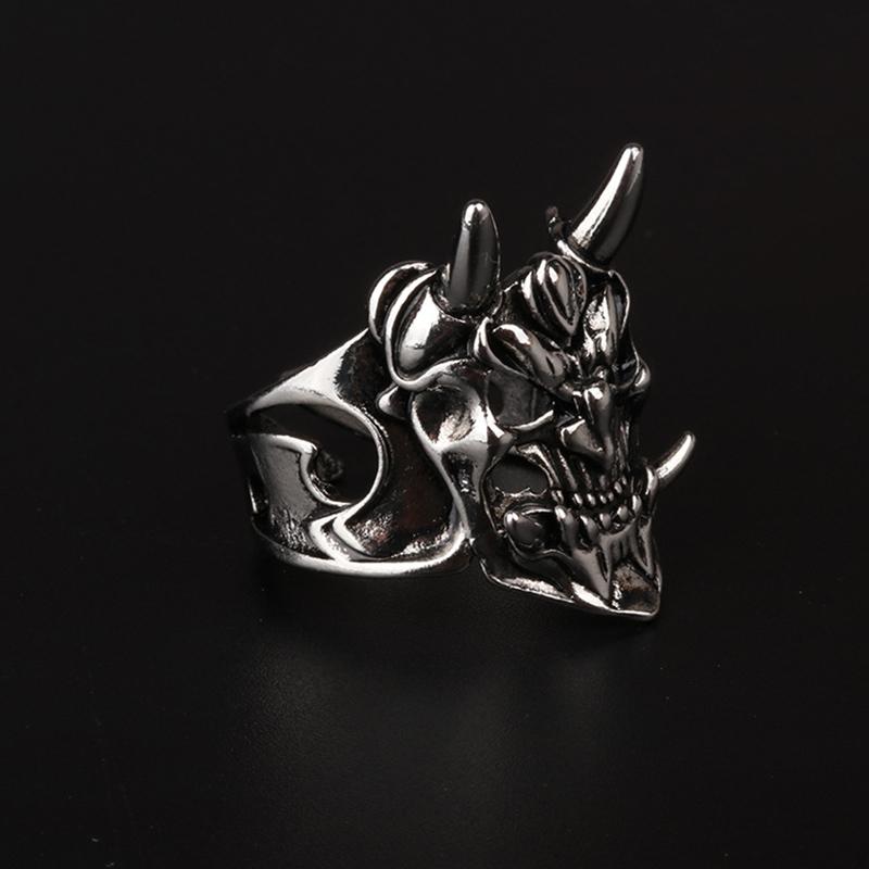 Anillo Máscara Prajna Retro Para Hombre Aleación de Zinc Color Punk Gótico Rock Hiphop Anillo Abierto Hecho a Mano Diseñador Zircón Accesorios Biker Regalo