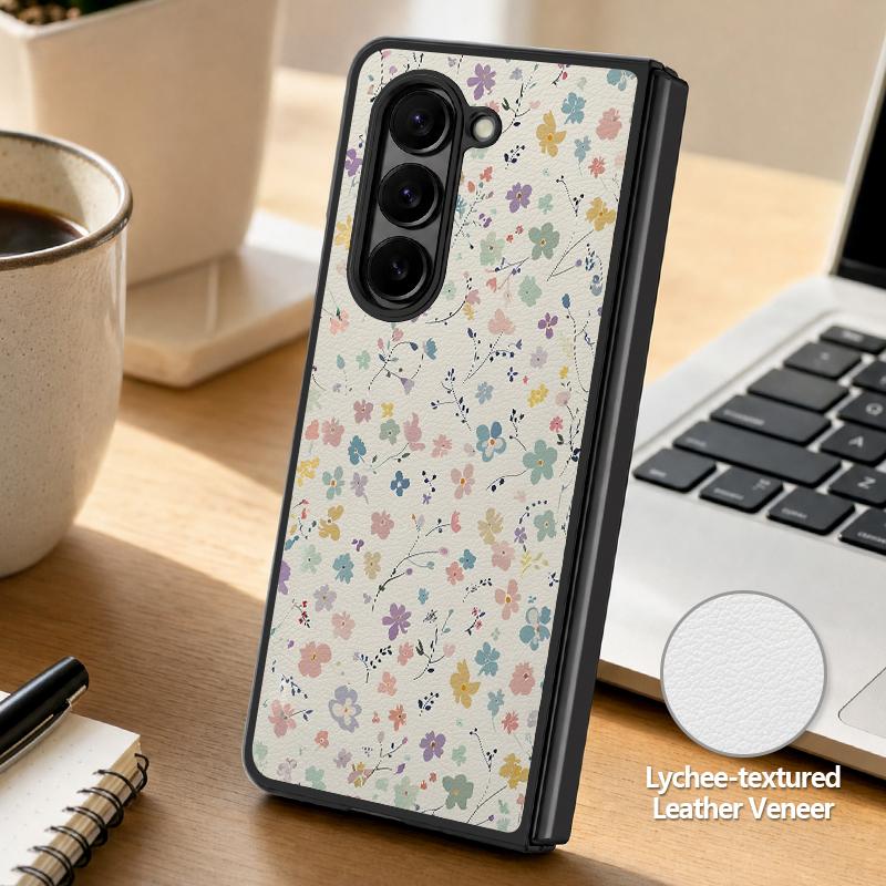 Vintage Flower Print Case For Samsung Z Fold 8 Ultra 7 6 5 Luxury Leather Skin Hard Folding Phone Cover For Galaxy Z Fold8 Fold7 Fold6