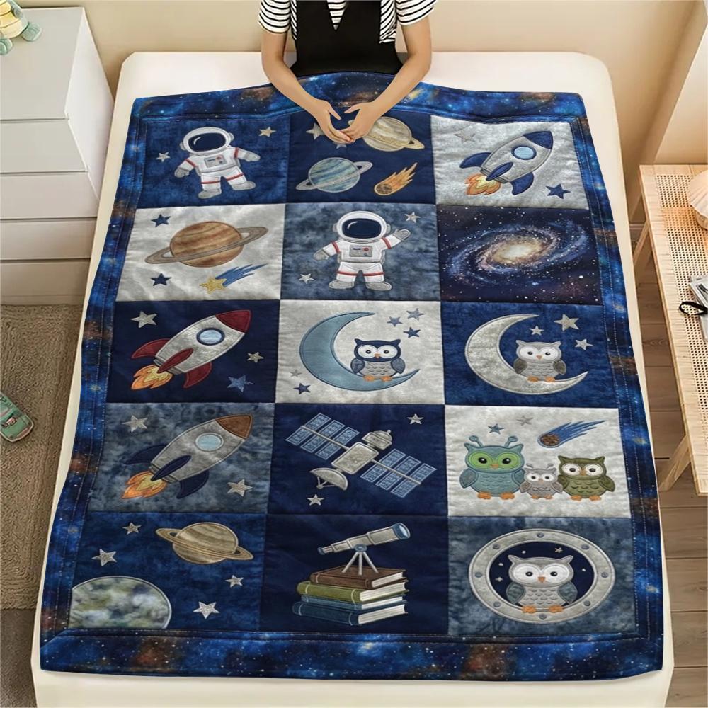 

1Pc Space Print Flannel Blanket, High quality Comfortable for All Seasons, Home Decor, Warmth and Comfort, Perfect for Christmas Gifts W160 80cm x 120cm