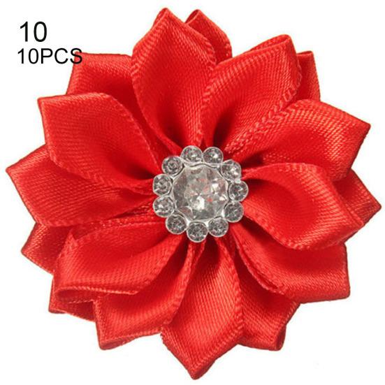 10 Uds. 4cm cinta de raso flores brillantes apliques de diamantes de imitación DIY artesanía de boda