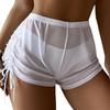 High-Waisted Solid Color Mesh Bikini Swim Bottoms - 2023 European and American Style