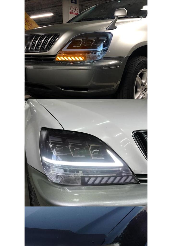 LED Projector Headlights with Flowing Turn Signals for 1998-2003 Lexus RX