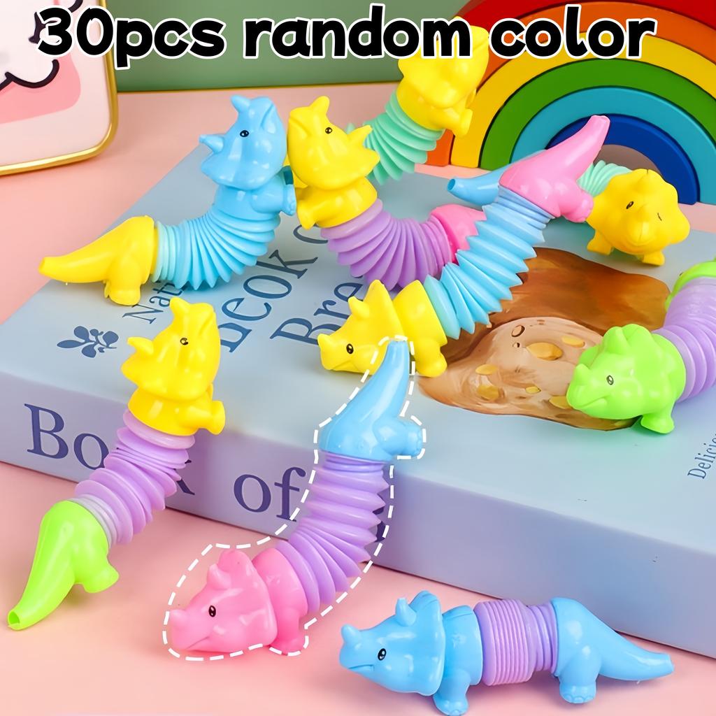 10/30 Stück DIY Farbe Dehnbarer Schlauch Dinosaurier Spielzeug Fidget Spielzeug Puzzle Stressabbau Spielzeug Autismus Sensorisch Quetsch-Geschenk für Jungen und Mädchen