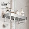 No Drilling Bathroom Storage Rack Wall-Mounted Shelf Hangable Shower Holder Organizer Modern Bathroom Accessories