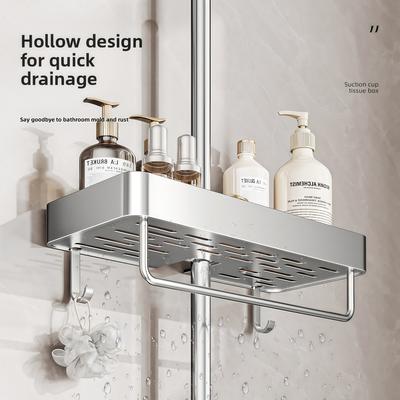 Bohren Nicht Erforderlich Badezimmer Aufbewahrungsregal Wandmontiertes Regal Hängbarer Duschhalter Organizer Moderne Badezimmeraccessoires