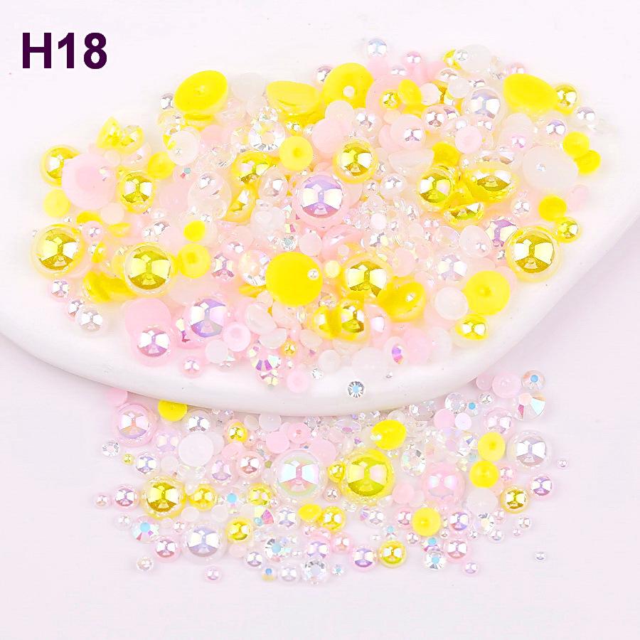 2mm-10mm Mixed Pearl & Resin AB Plated Half-Round ABS Imitation Pearl DIY Accessories