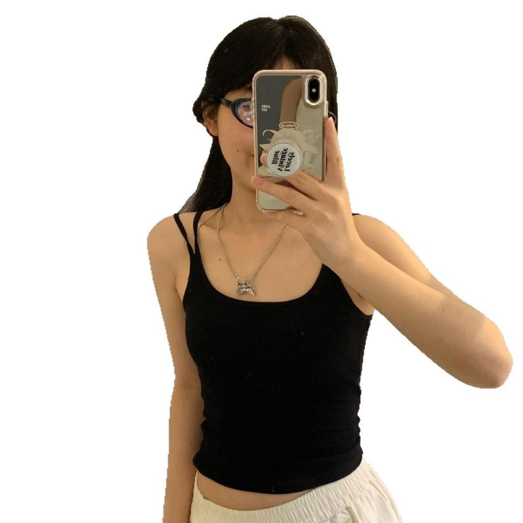 Stilvolles Kurzarm-Top mit Doppelträgern und festem Cup für Damen