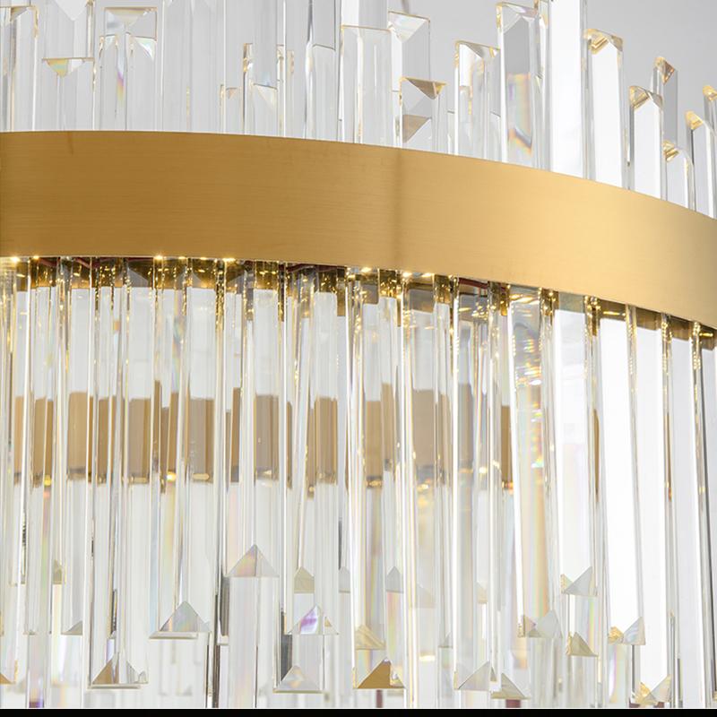 60CM Luxurious Designed Gold Glass Crystal Led Pendant Light Gold Ring Chandelier Round Light Fixture Dining Room Hotel Villa