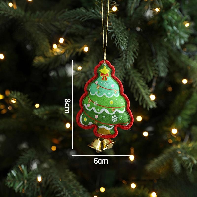 Cute Christmas Tree Hanging Ornament Fabric Santa Gingerbread Man Bell Pendant Xmas Home Decor Holiday Party Gift Accessories