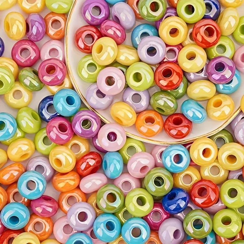 20pcs 15mm solid color mixed color acrylic large hole wheel pearl rainbow DIY bead pen mobile phone chain bead jewelry productio
