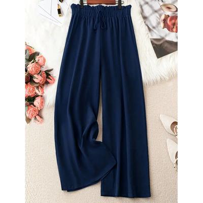 Women's Elastic Waist High Waist Wide Leg Pants Loose Fit Casual Palazzo Pants