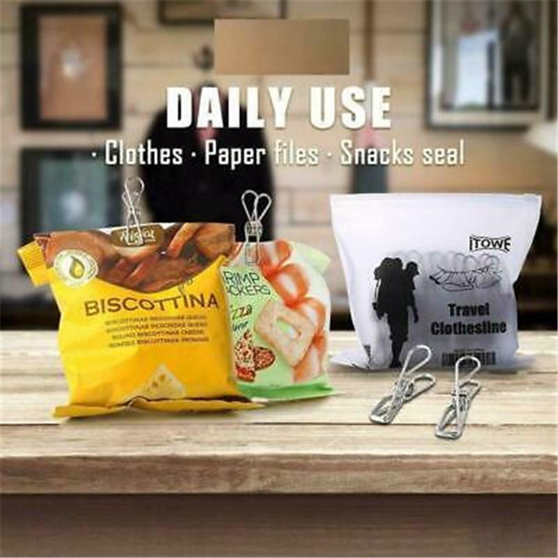 Lot de 10 à 50 clips en acier inoxydable pour séchage, dossier, conservation des aliments, livre