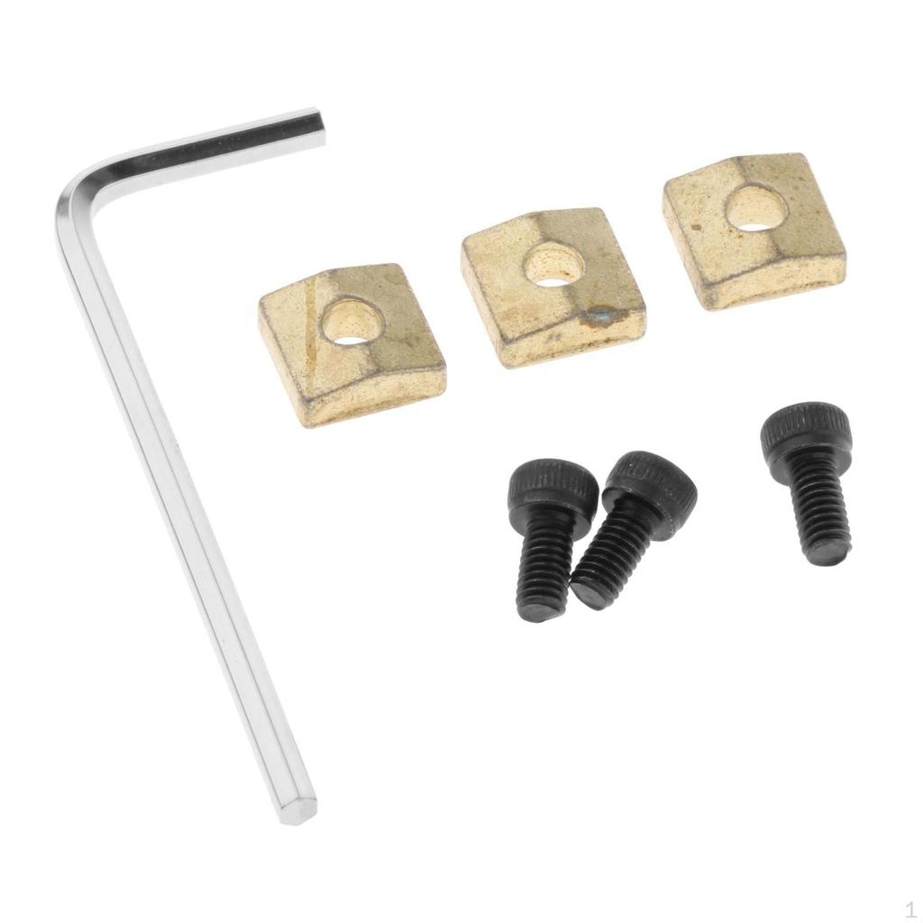 3 Pieces Guitar Locking Nut Screws Replacement Parts with Wrench for Bridge