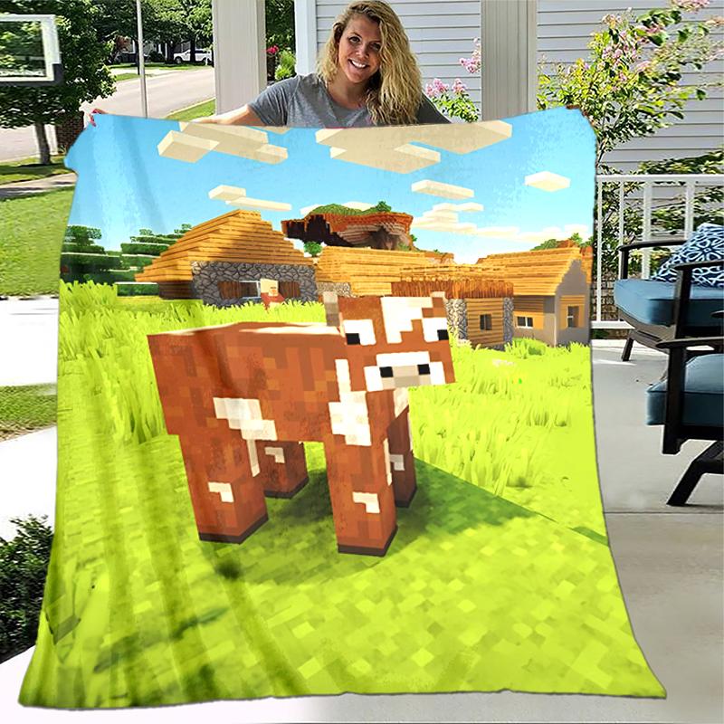 1pc Blanket Minecraft5 Print Design, Lightweight Blanket for Sofa, Bed- Soft &Warm, Gift for All Seasons like Christmas, Halloween