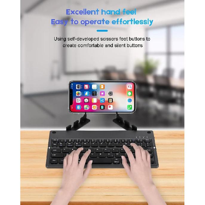 Universal Keyboard Bt 5.0 Foldable Bluetooth Keyboard with Magnetic Stand Rechargeable Keyboard