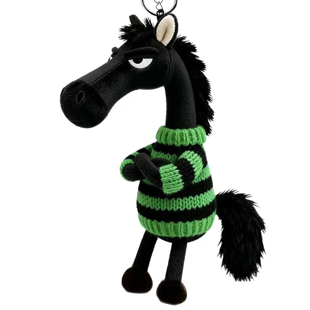 Süßer Pferde-Plüsch-Schlüsselanhänger Glücksbringer Schwarzes Plüschtier Kawaii Geschenk Anhänger Tier Spielzeug Lustiger Schlüsselanhänger Gefüllt Q2I9
