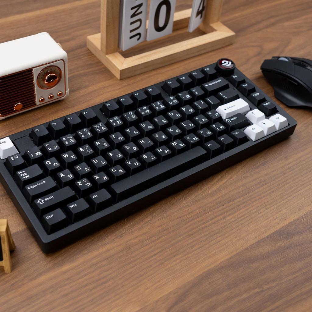 XVX "Minimalist Black" Keyboard Keycaps: Japanese, Korean, and Russian Engraved Opaque Black/White PBT.