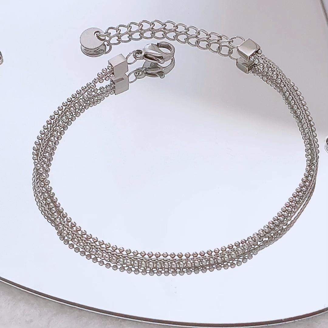 

Multi-layer Small Round Bead Bracelet - Titanium Steel, Fashionable and Versatile срібний