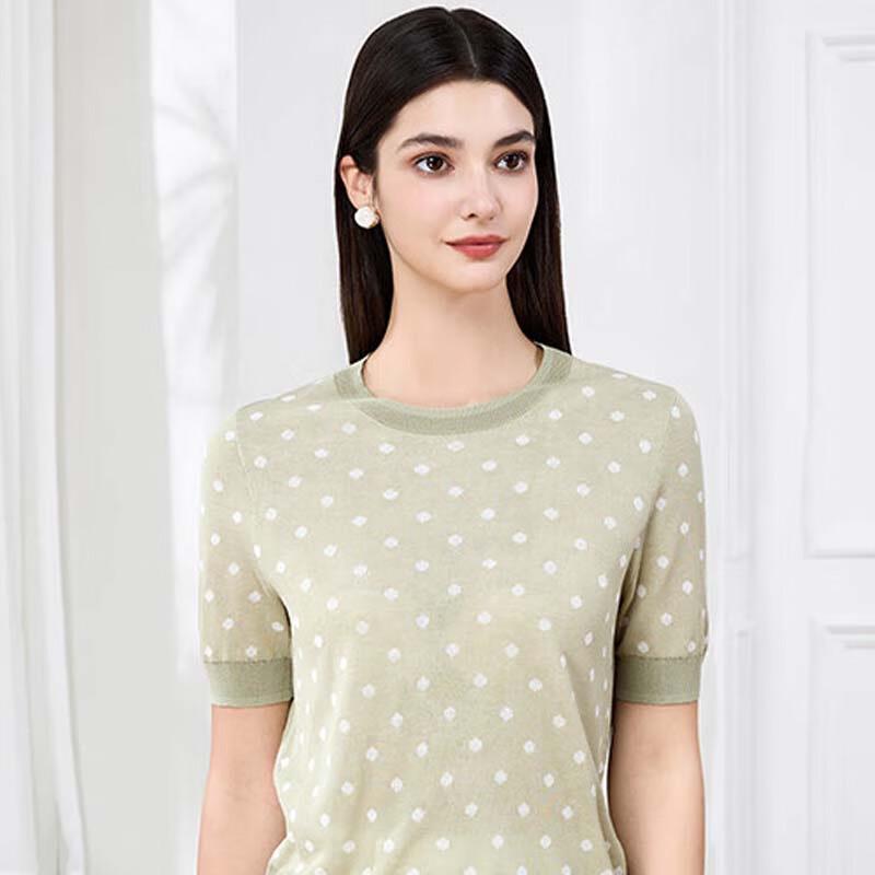 JESSIE Women's Polka Dot Short Sleeve Knit Top