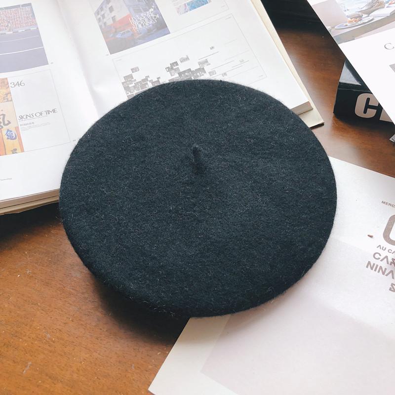 Hat Female Autumn and Winter Beret Woolen British Retro Literary and Simple Painter Hat Sweet Versatile Trendy Hat