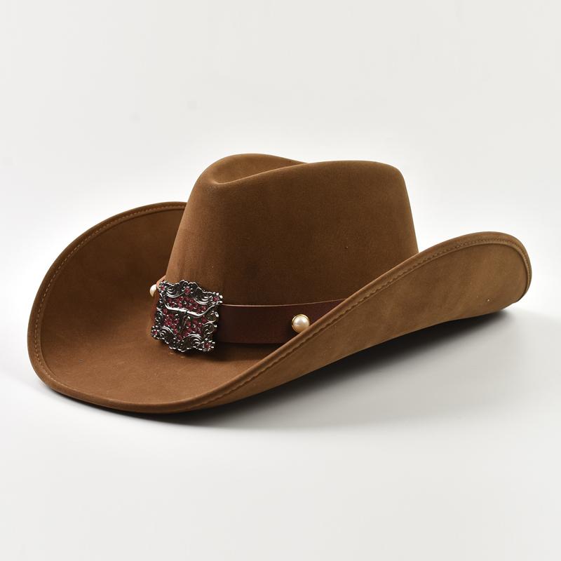 Vintage Suede Western Cowboy Hats for Men Women Big-edge Gentleman Cowgirl Jazz Hat Holidays Party Cosplay Hat