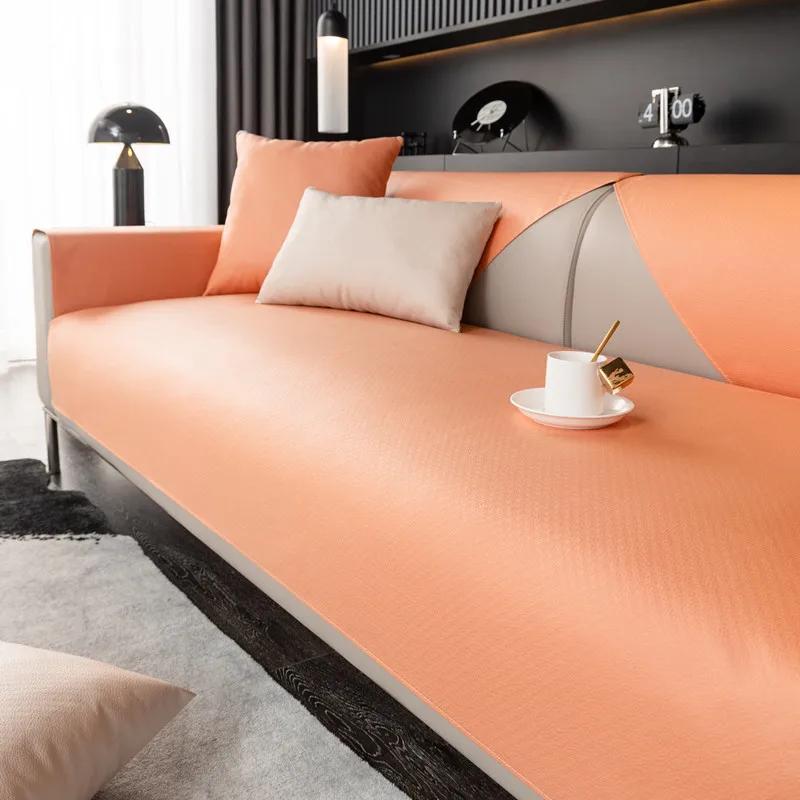 Waterproof Sofa Cushion Anti-scratch Sofa Cover Solid Color Non-slip Four Seasons Universal Cowhide Pattern Sofa Protect Cover