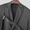 INCERUN Men Notched Lapel Long Sleeve Striped Cutout Front Cross Party Thin Blazer Coats