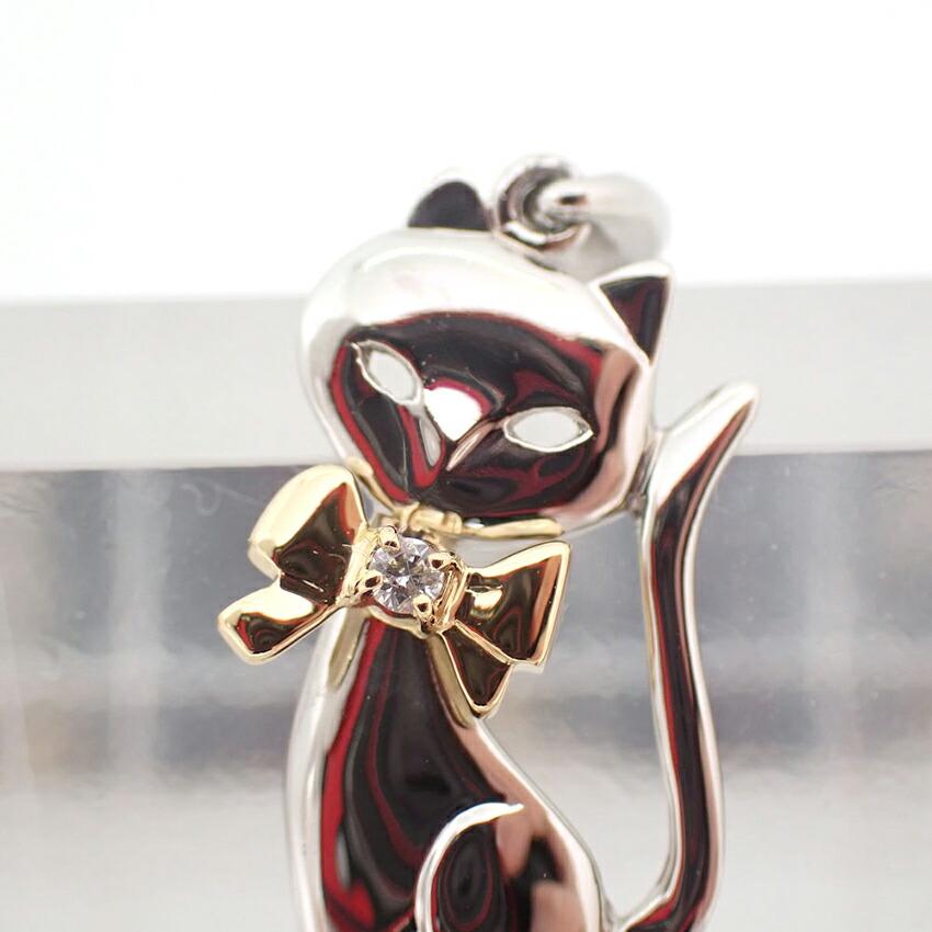 [Used] Pt900/K18 Diamond Cats Pendant Top/g504-23