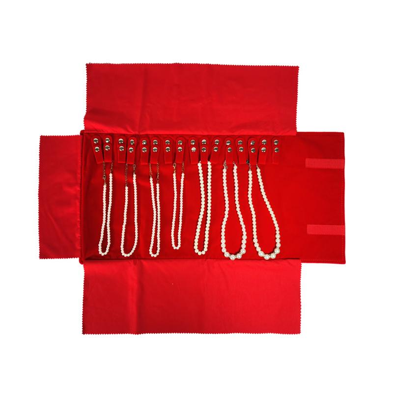 

Velvet Simple Atmospheric Travel Jewelry Roll Bag Necklace Storage Bag Foldable Jewelry Display Bag Black Gray Leather Storage