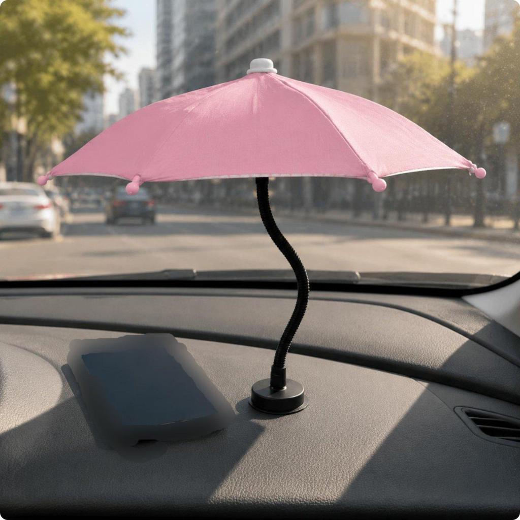 Flexible Phone Umbrella Sun Protection Car Mount for Livestreamers, Live Streaming Pink