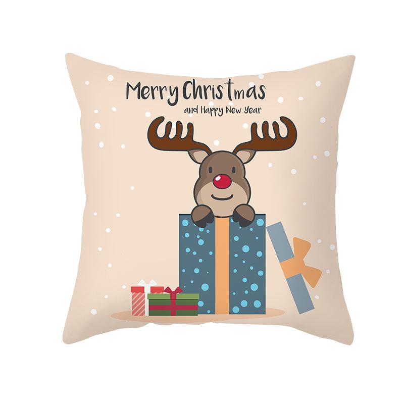 Christmas Pillow Case Wish Cartoon Print Peach Skin Christmas Pillow Home Sofa Cushion