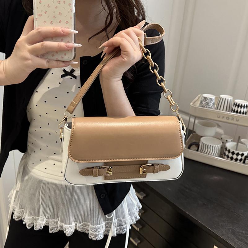 Yogodlns  New Fashion PU Leather Shoulder Bags for Women Simple Chain Handbags Crossbody Messenger Small Square Bags Casual Underarm Bag