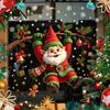 Holiday Window Decorations Cute Gnome Christmas Static Cling, Removable Decal with Holly Bell Glass Door Gingerbread Snowflake, Decor for Home Living