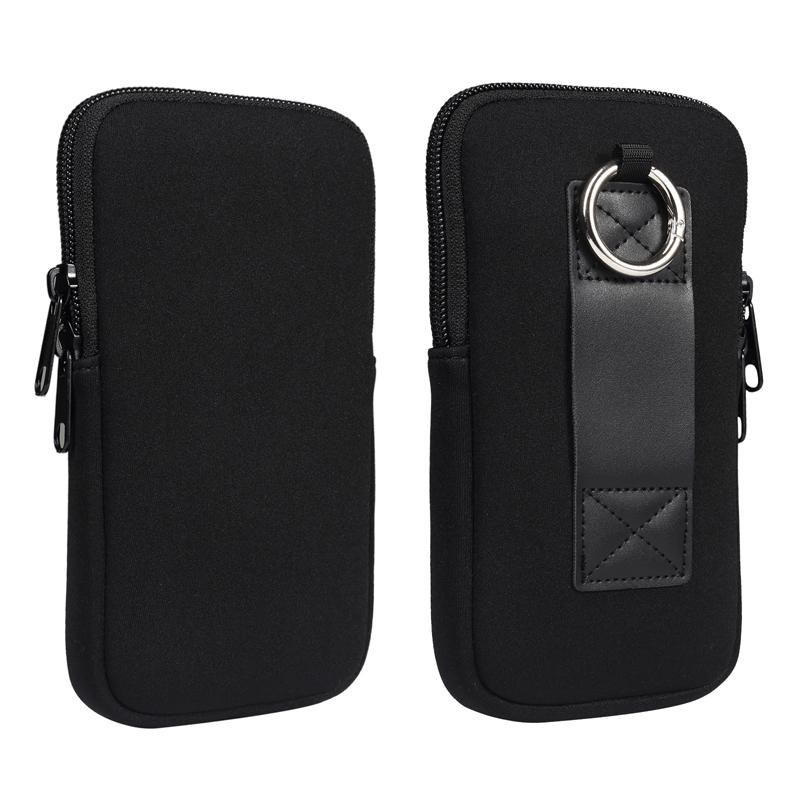 

Cell Phone Pouch For iphone Samsung Motorola Xiaomi Huawei Smartphone Stretch Material Zipper Sleeve Hanging Waist bag Universal 17.5CM-9.5CM-1.8CM чёрный