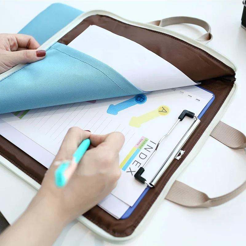Folder Folder Storage Cloth Bag Set Suitable for A4 Paper Portable Pocket Bill Bag Folder Office Student Supplies