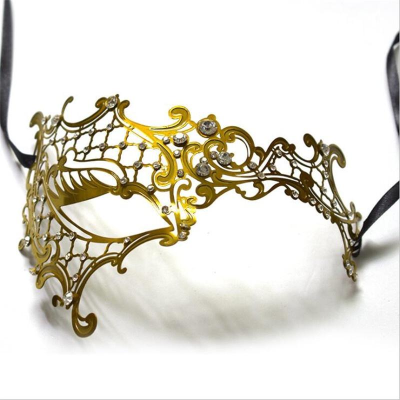 Halloween Costume Party Dress Princess Mask Venice Metal Rhinestone Half Face Mask