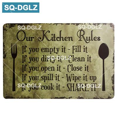 SQDGLZ Hand Painted KITCHEN Metal Sign Bar Wall Decor Tin Sign Vintage Home Decor Painting Plaques Art Blackboard Poster
