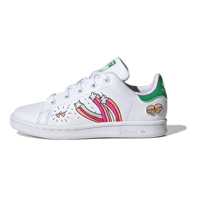 Stan Smith C Girls Rule - Weiße Kinder-Sneaker Wolkenweiß Lebhaft-Grün FX5977