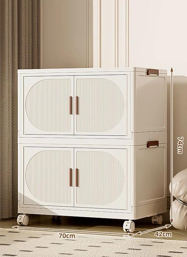Folding Storage Box Storage Cabinet With Wheels Multifunctional Box With Pulley Household Sorting Wardrobe Organizer Container