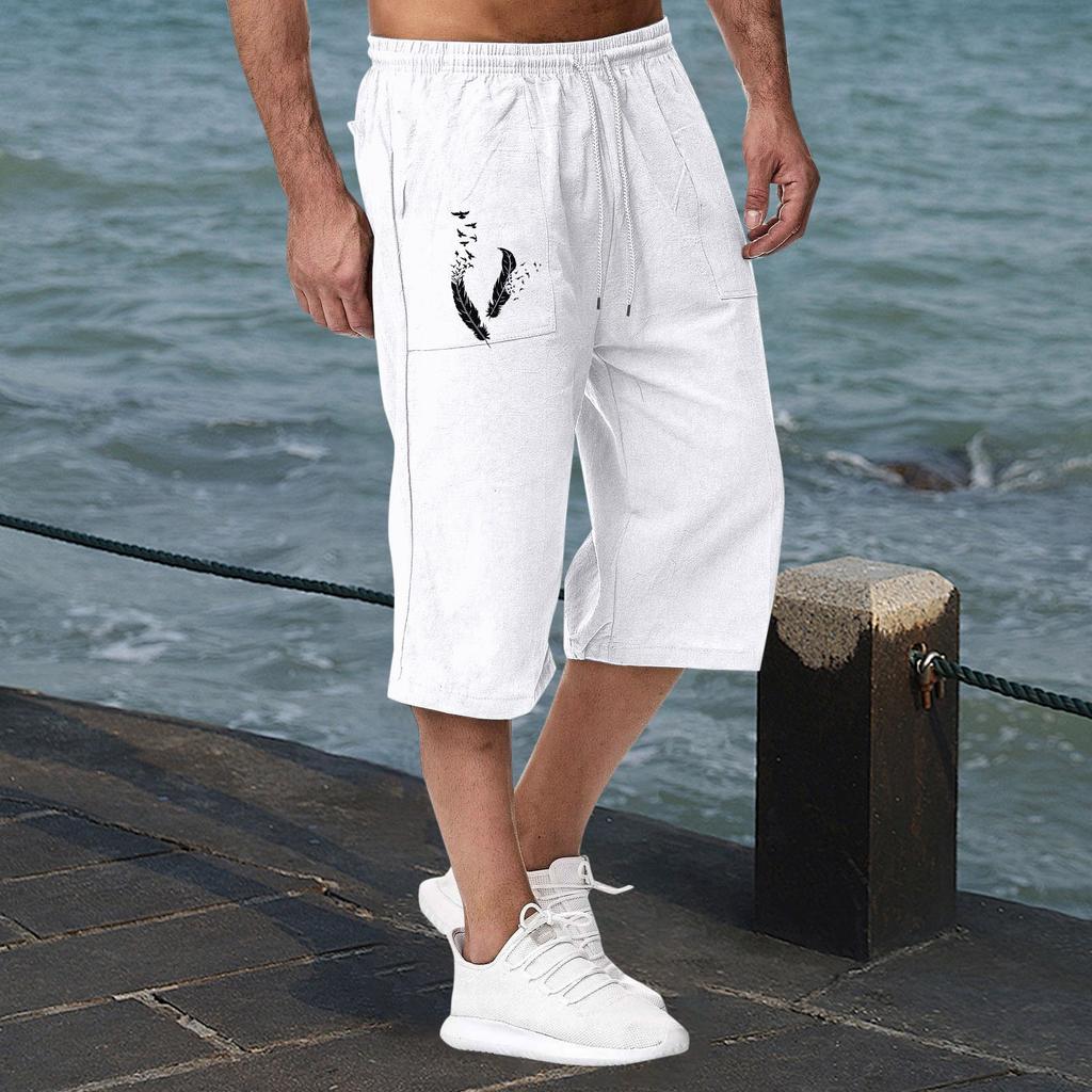 Lässige Sporthose aus Baumwolle und Leinen für Herren